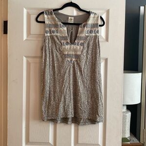 Anthropologie Embroidered Sleeveless Blouse